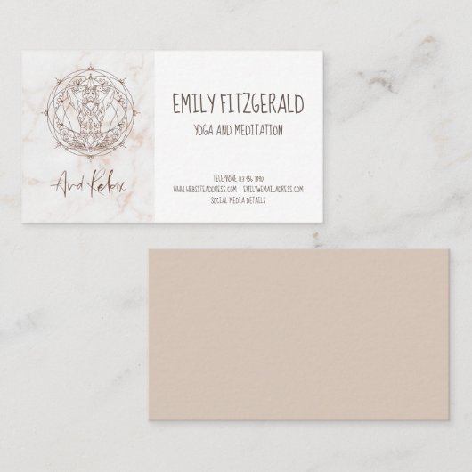 Marble Meditation Mandala Yoga leraar en ontspan Visitekaartje (Voorkant / Achterkant)