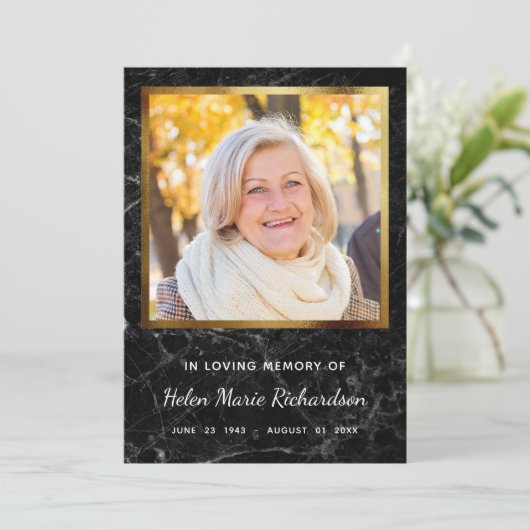 Marble Memorial Foto Sympathie Hartelijk dank Bedankkaart (Staand voorkant)