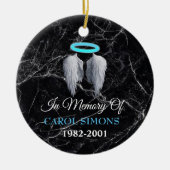 Marble Memorial Halo & Angel Wings Keramisch Ornament (Voorkant)