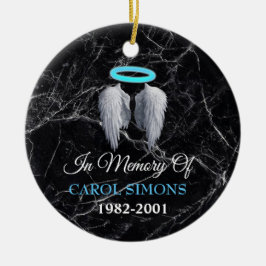 Marble Memorial Halo & Angel Wings Keramisch Ornament