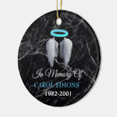 Marble Memorial Halo & Angel Wings Keramisch Ornament (Links)