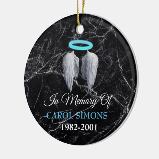 Marble Memorial Halo & Angel Wings Keramisch Ornament (Links)