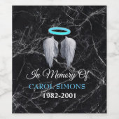 Marble Memorial Halo & Angel Wings Wijn Etiket (Enkel label)