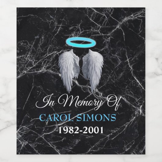 Marble Memorial Halo & Angel Wings Wijn Etiket (Enkel label)