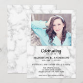 Marble Memorial Photo Funeral Celebration of Life Kaart (Voorkant / Achterkant)