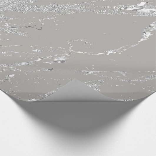 Marble Metallic Silver Grey Strokes Abstracte VIP Cadeaupapier (Hoek)