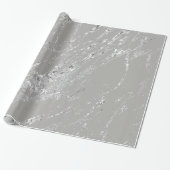 Marble Metallic Silver Grey Strokes Abstracte VIP Cadeaupapier (Uitgerold)