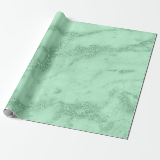 Marble Mint Green Glitter Pastel Abstract Cadeaupapier (Uitgerold)