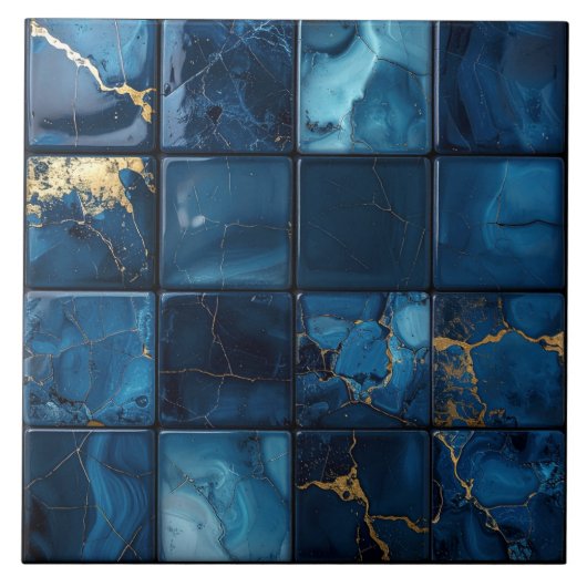 Marble Mix 4x4 Squares Blue ID1186a Tegeltje (Voorkant)