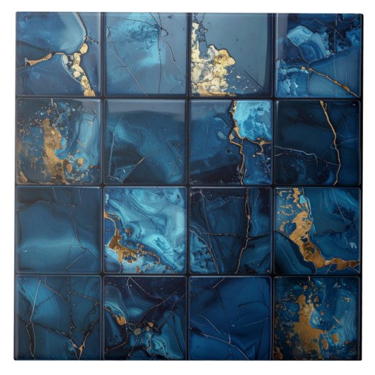 Marble Mix 4x4 Squares Blue ID1186b Tegeltje (Voorkant)