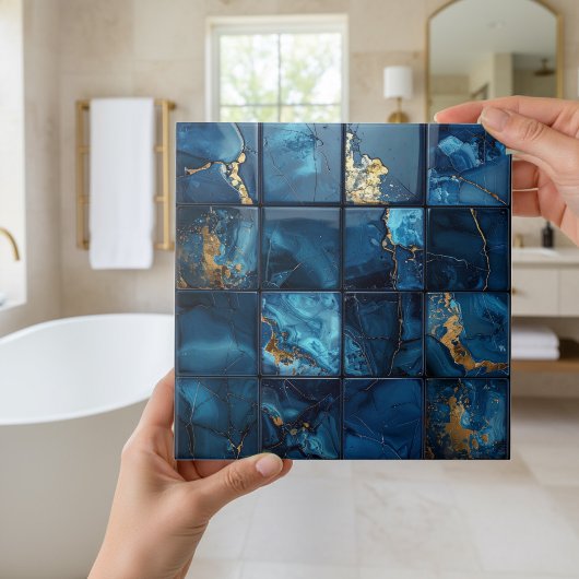 Marble Mix 4x4 Squares Blue ID1186b Tegeltje