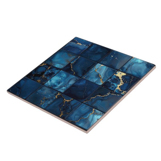 Marble Mix 4x4 Squares Blue ID1186c Tegeltje (Zijkant)