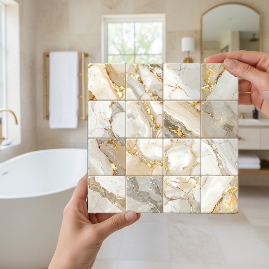 Marble Mix 4x4 Squares Ivory ID1186a Tegeltje
