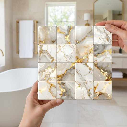 Marble Mix 4x4 Squares Ivory ID1186b Tegeltje