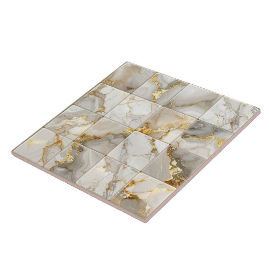 Marble Mix 4x4 Squares Ivory ID1186b Tegeltje (Zijkant)