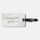 Marble Modern Black White Name Monogram Travel Bagagelabel (Achterkant horizontaal)