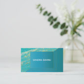 Marble Modern Minimal cyan turquoise Visitekaartje (Staand voorkant)