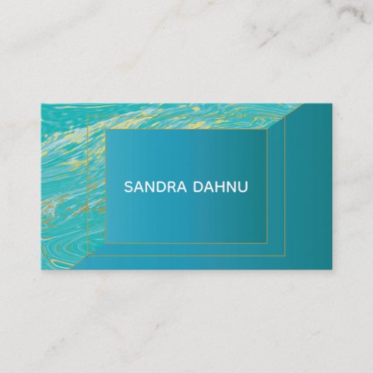 Marble Modern Minimal cyan turquoise Visitekaartje (Voorkant)