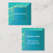 Marble Modern Minimal Turquoise cyaan Vierkante Visitekaartje (Voorkant / Achterkant)