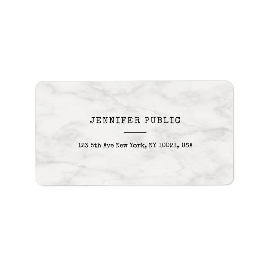 Marble Modern Simple Personalized Sjabloon Address Etiket (Voorkant)