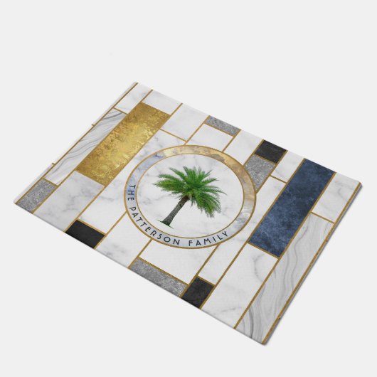 Marble Modern Tropical Palm Familienaam Deurmat (Schuin)
