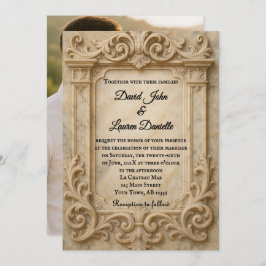 Marble Monarch Photo Wedding Invitation Kaart