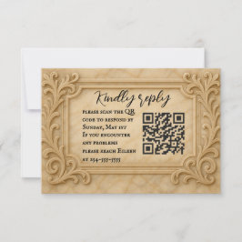 Marble Monarch QR Code Wedding RSVP Card Kaartje