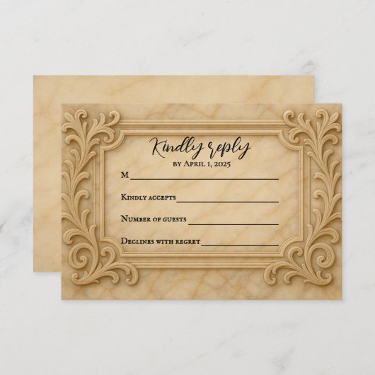 Marble Monarch Wedding RSVP Card (Voorkant / Achterkant)