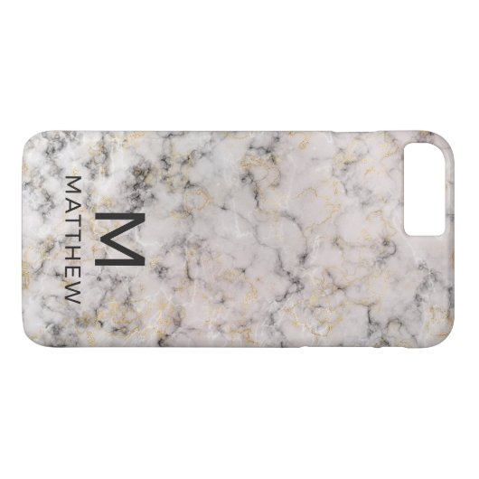 Marble Monogram Case-Mate iPhone Case (Achterkant (Horizontaal))