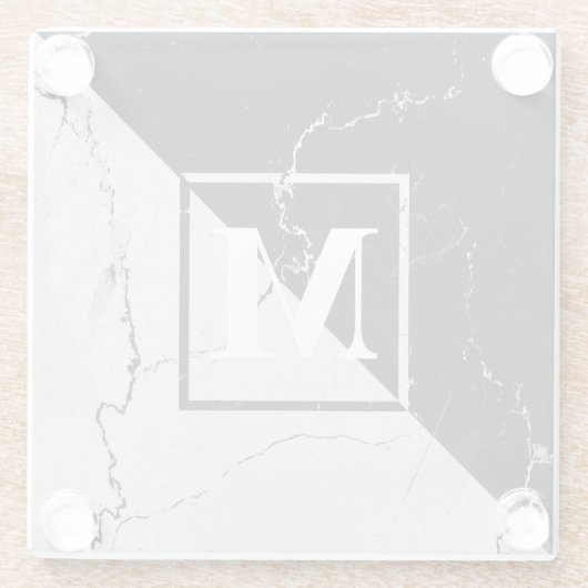 Marble Monogram Glazen Onderzetter (Achterkant)
