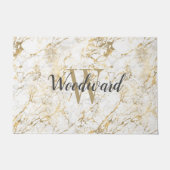 Marble Monogram Gold White Script - Aangepast Deurmat (Voorkant)