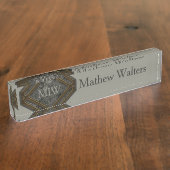 Marble Monogram Green Naambordje (Zijkant)