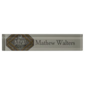 Marble Monogram Green Naambordje (Voorkant)