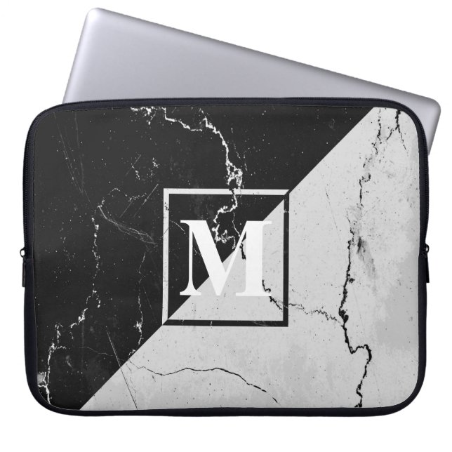 Marble Monogram Laptop Sleeve (Voorkant)