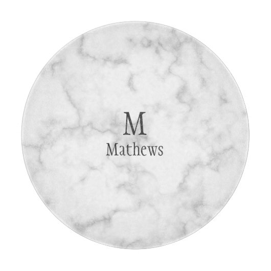 Marble Monogram White Custom 12" Snijplank (Voorkant)