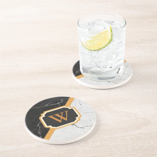 Marble Monogram Zandsteen Onderzetter (Zijkant)