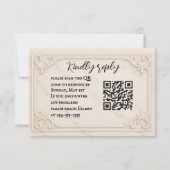 Marble Motif QR Code Wedding RSVP Card (Voorkant)
