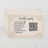 Marble Motif QR Code Wedding RSVP Card (Voorkant / Achterkant)