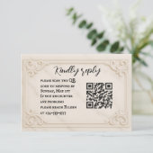 Marble Motif QR Code Wedding RSVP Card Kaartje (Staand voorkant)