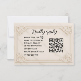 Marble Motif QR Code Wedding RSVP Card Kaartje