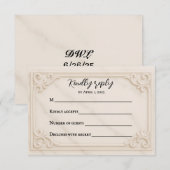 Marble Motif Wedding RSVP Card Kaartje (Voorkant / Achterkant)