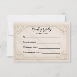 Marble Motif Wedding RSVP Card Kaartje
