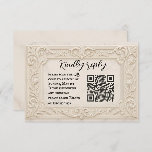 Marble Mystique QR Code Wedding RSVP Card (Voorkant / Achterkant)