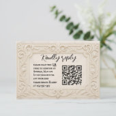 Marble Mystique QR Code Wedding RSVP Card Kaartje (Staand voorkant)
