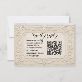 Marble Mystique QR Code Wedding RSVP Card Kaartje