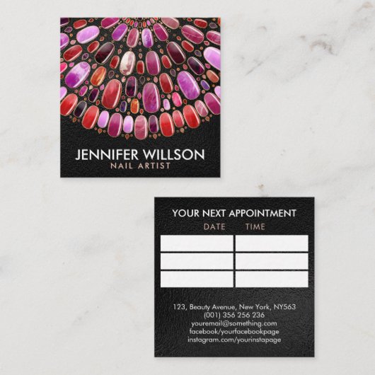 Marble Nail Art Mandala - Benoeming Vierkante Visitekaartje (Voorkant / Achterkant)