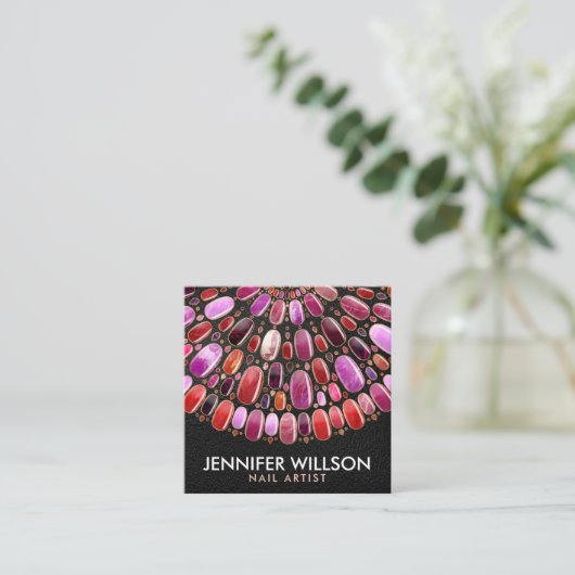 Marble Nail Art Mandala - Benoeming Vierkante Visitekaartje (Staand voorkant)