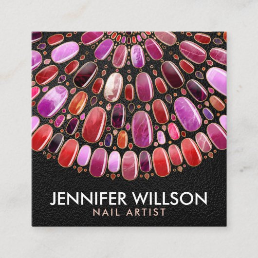 Marble Nail Art Mandala - Benoeming Vierkante Visitekaartje (Voorkant)