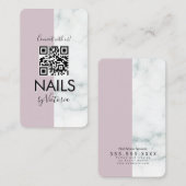 Marble Nail Salon Beauty Colorblock Blush QR Code Visitekaartje (Voorkant / Achterkant)