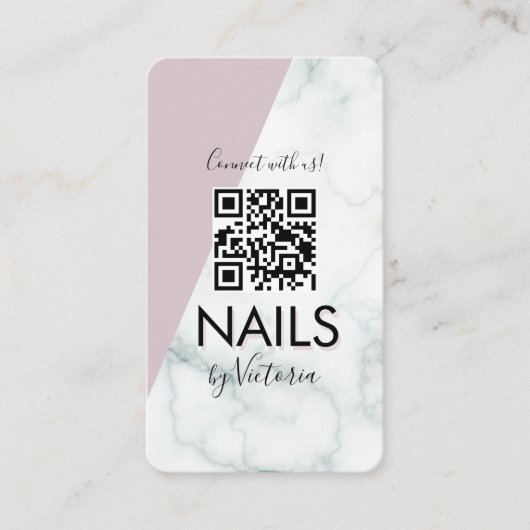 Marble Nail Salon Beauty Colorblock Pink QR Code Visitekaartje (Voorkant)